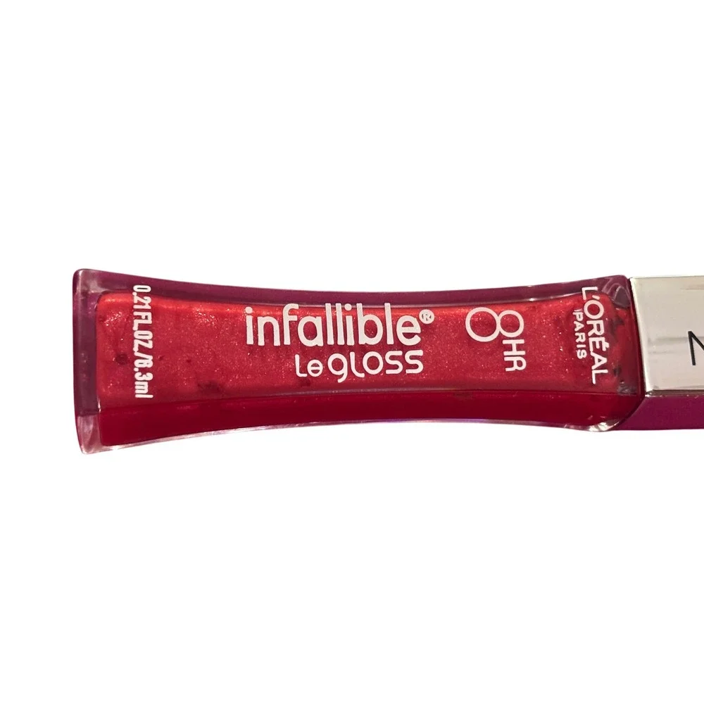 L'Oreal Infallible Le Gloss 0.21oz 340 Cherry Flash Red Shimmer‎ 8HR Lip Gloss